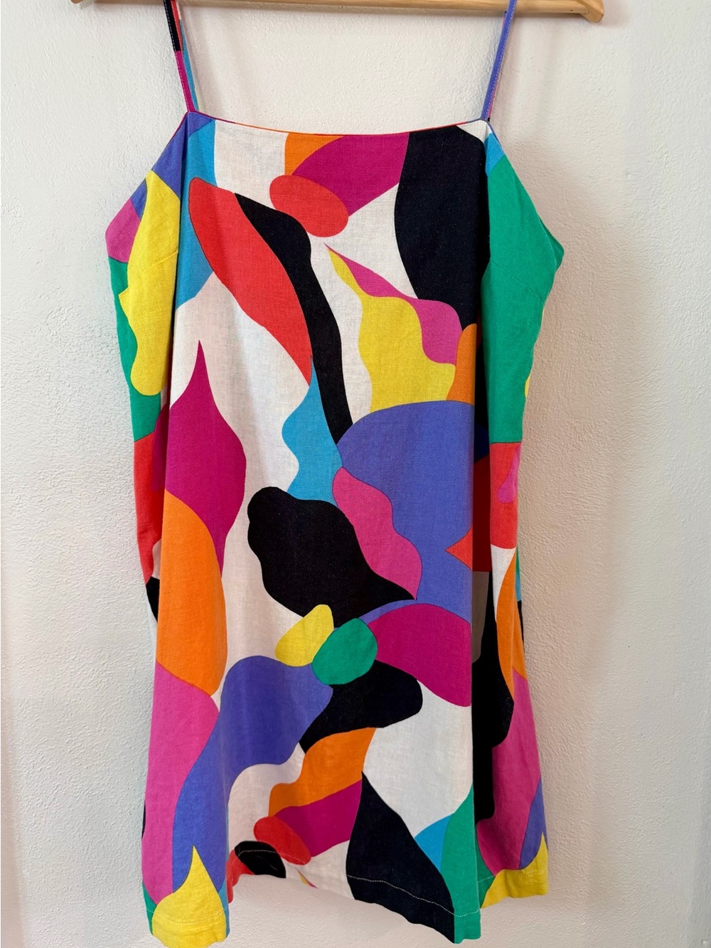 A New Day Colorful Abstract Linen Blend Mini Dress | Medium